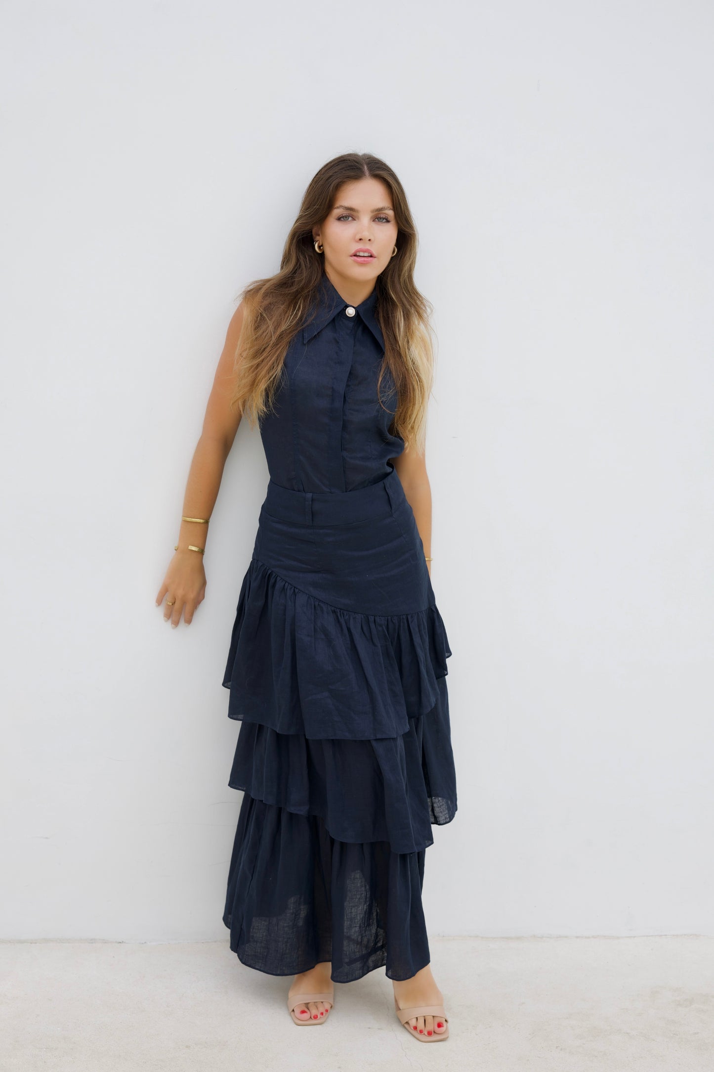 Teneriffe Sleeveless Shirt - Ink Blue