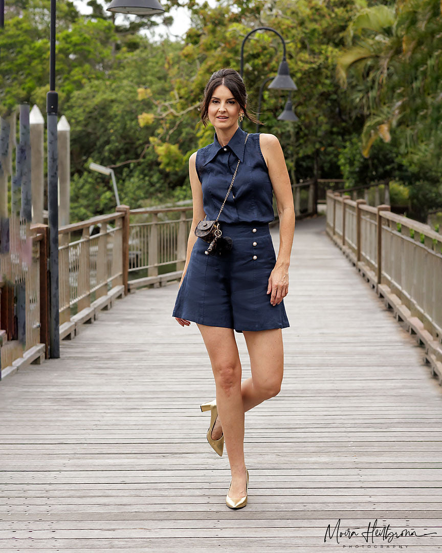Emmy High Waisted Short - Navy Blue