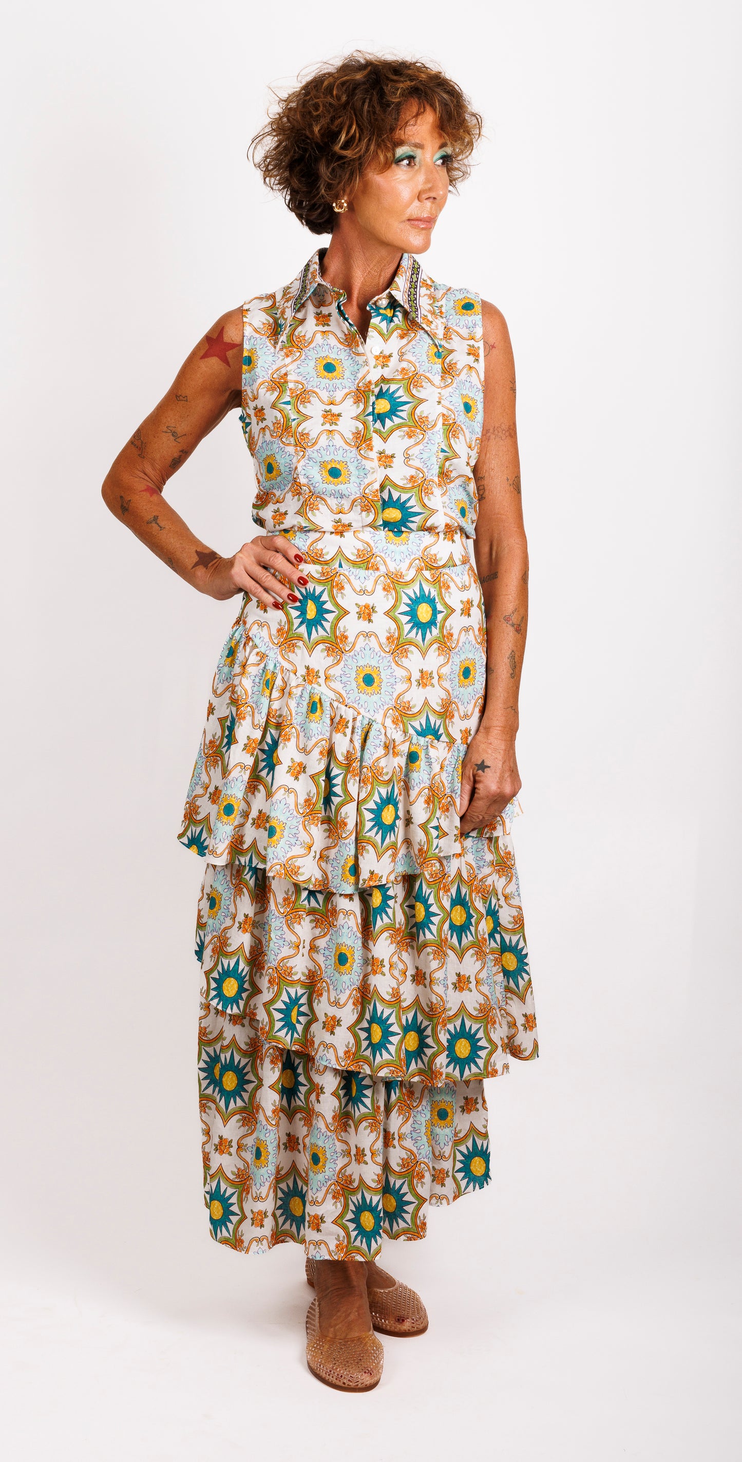 Teneriffe Sleeveless Shirt - Eumundi Print
