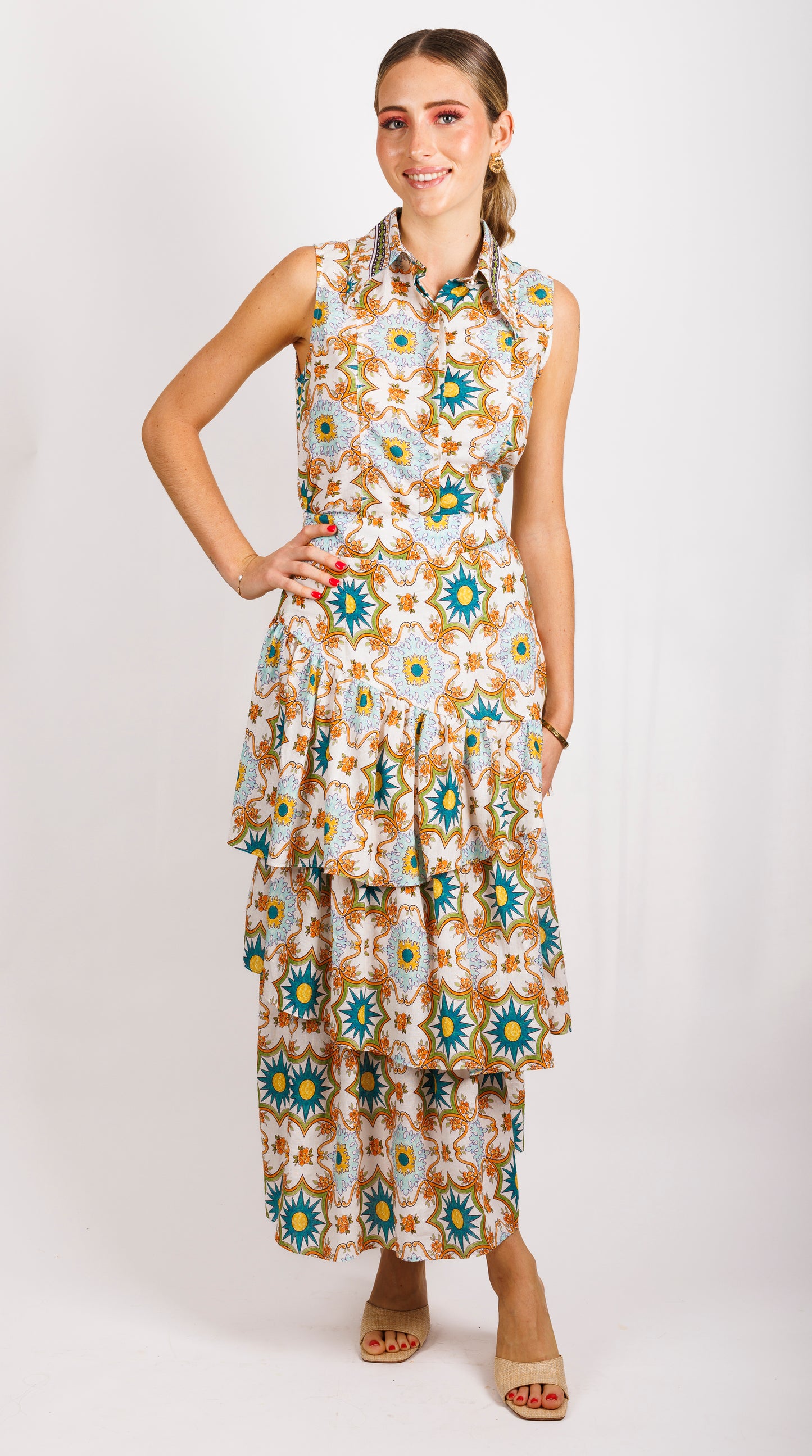 Teneriffe Sleeveless Shirt - Eumundi Print