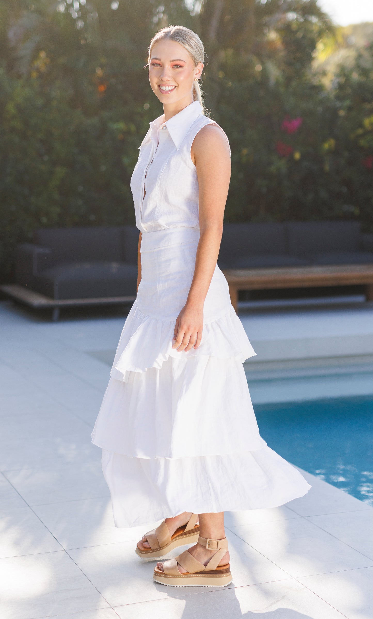 Teneriffe Sleeveless Shirt - White