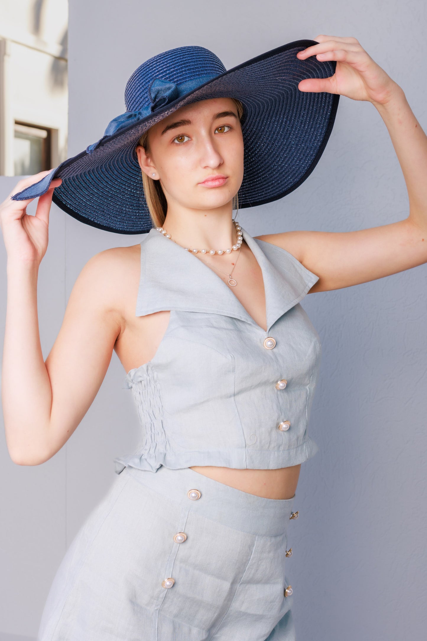 Emmy High Waisted Short - Sky Blue