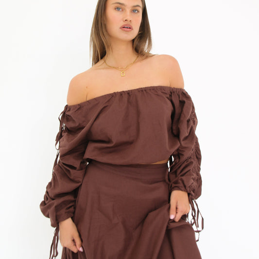 Jeanie Sculptural Top - Chocolate